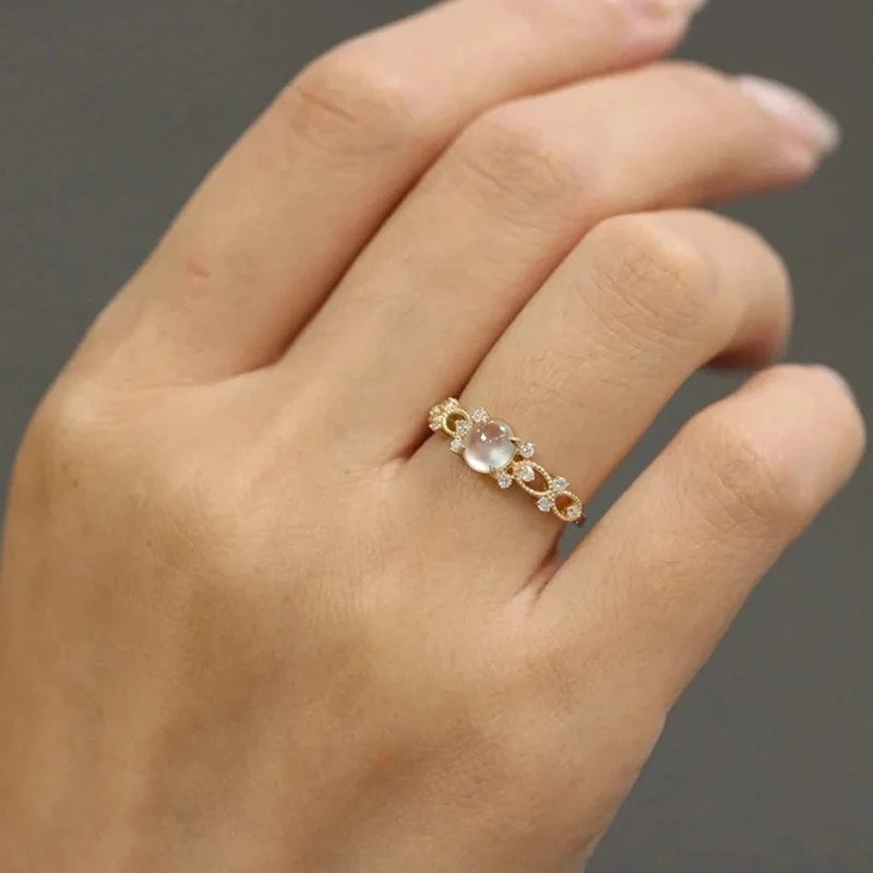 Round Imitation Opal Finger Ring
