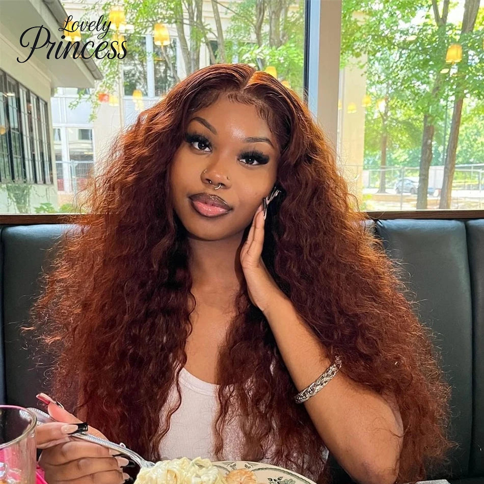 Reddish Brown Deep Curly Wigs