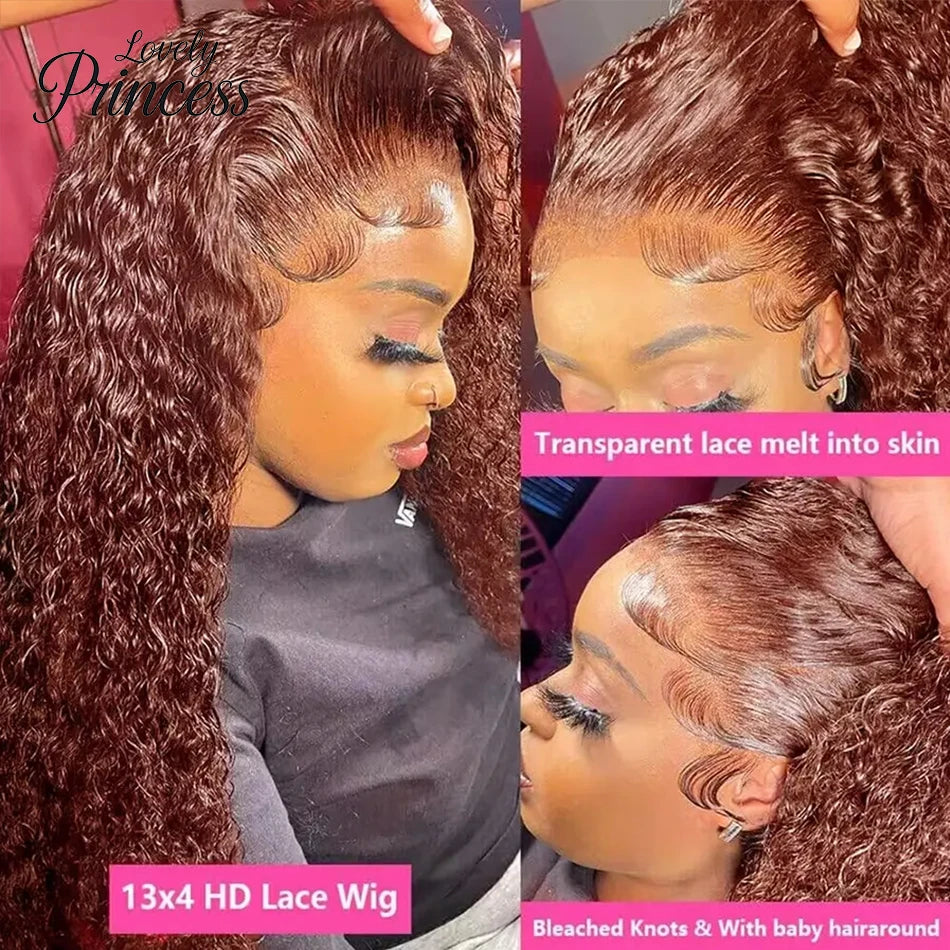 Reddish Brown Deep Curly Wigs