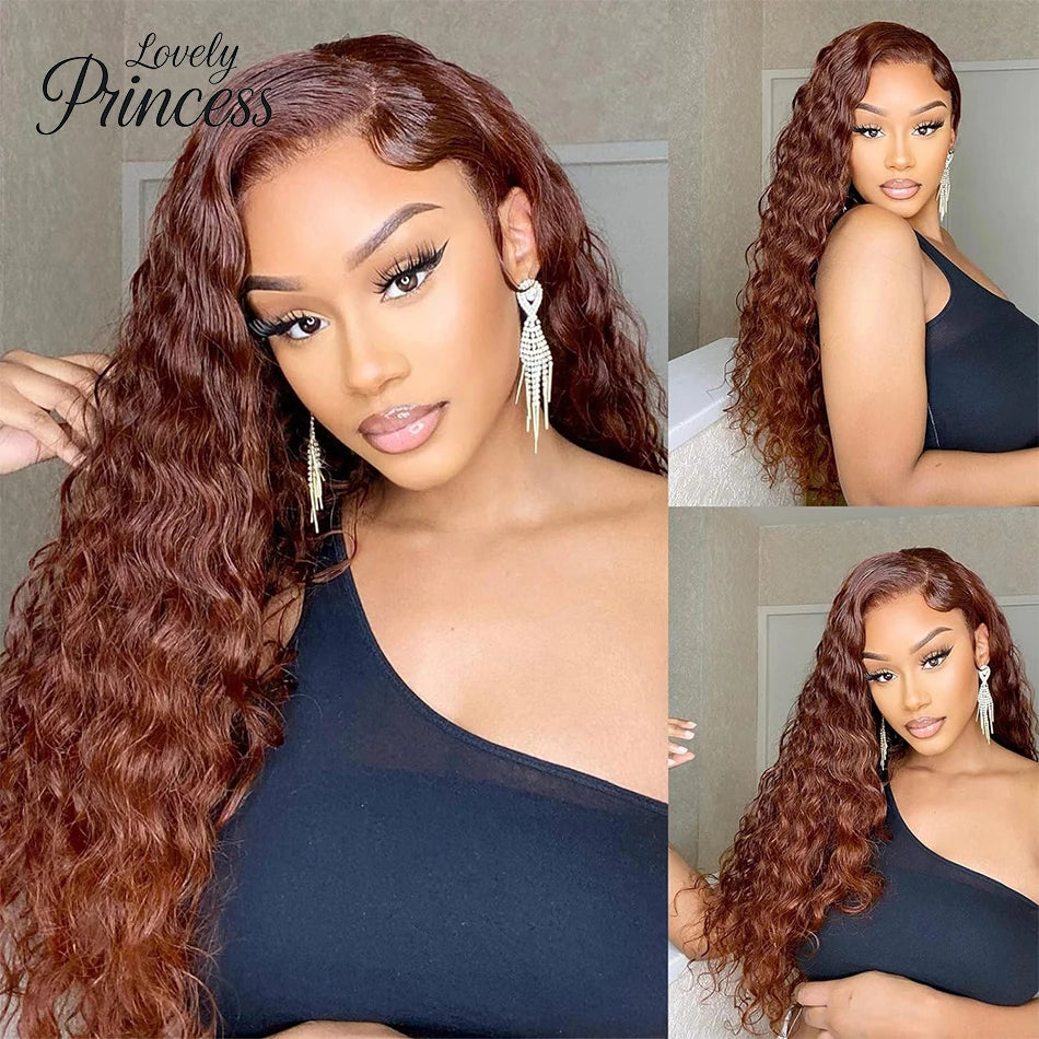 Reddish Brown Deep Curly Wigs