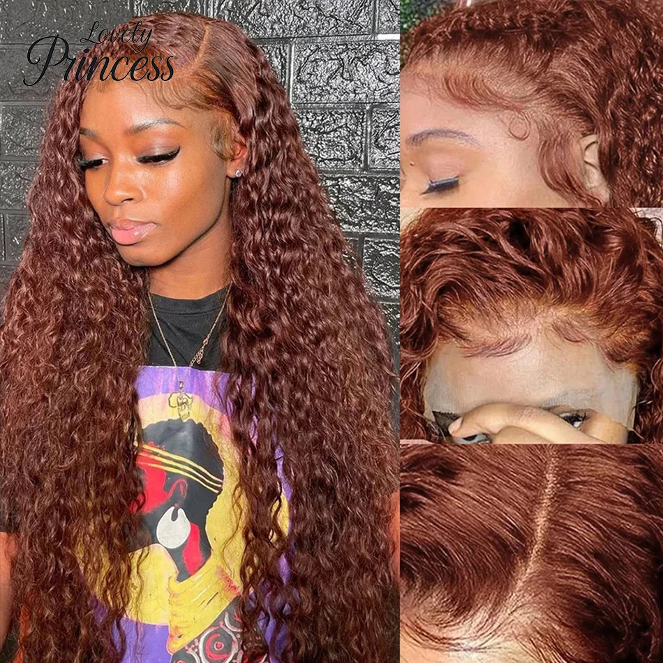 Reddish Brown Deep Curly Wigs