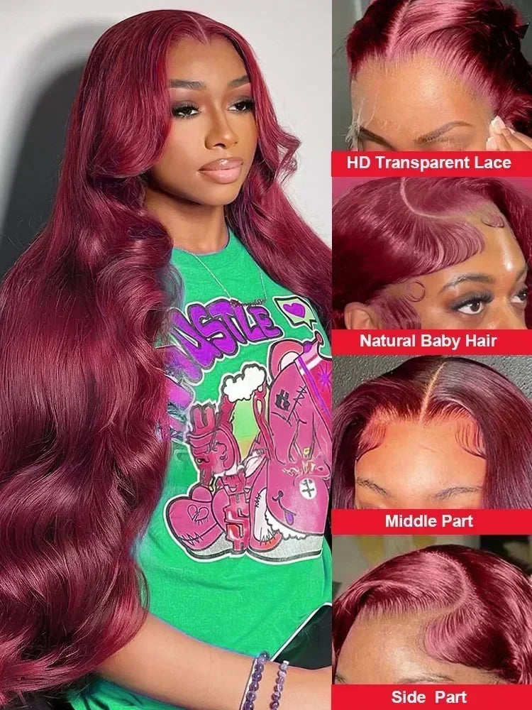 Burgundy Body Wave Lace Front Wig