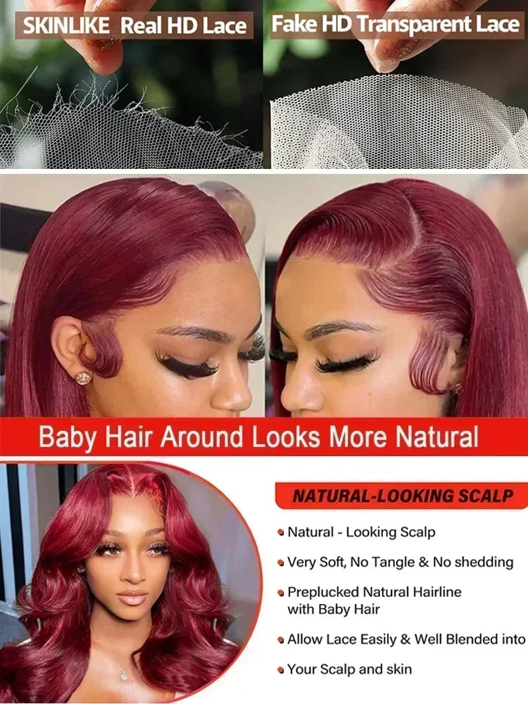 Burgundy Body Wave Lace Front Wig