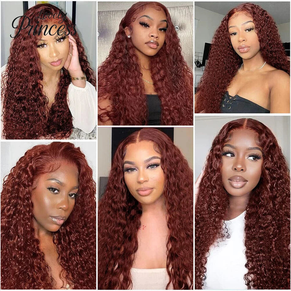 Reddish Brown Deep Curly Wigs