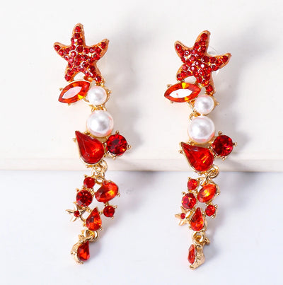 Summer Starfish Crystal Earrings