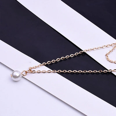 Sweet Simple Double Layer Pearl Collarbone Necklace