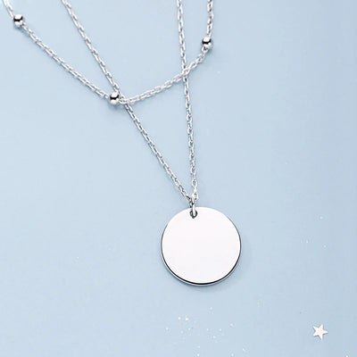 Double Layer Round Disc Necklace