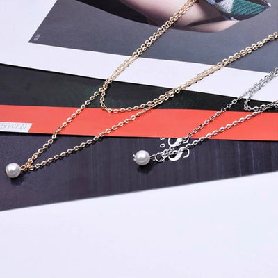 Sweet Simple Double Layer Pearl Collarbone Necklace