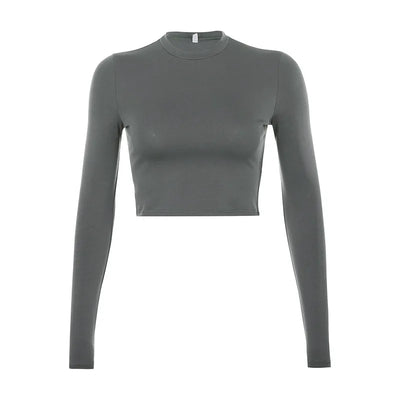 Solid Basic Long Sleeve Womens Tshirt