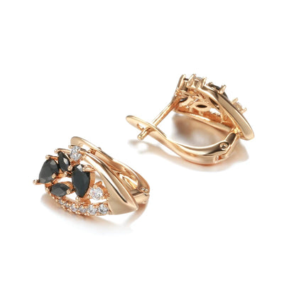 Black Zircon Golden Earrings