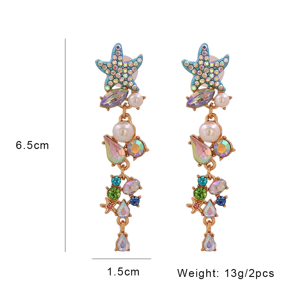 Summer Starfish Crystal Earrings