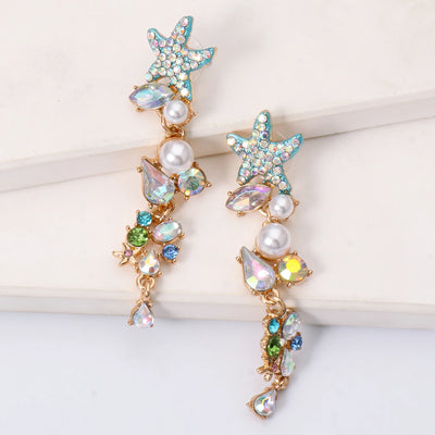 Summer Starfish Crystal Earrings