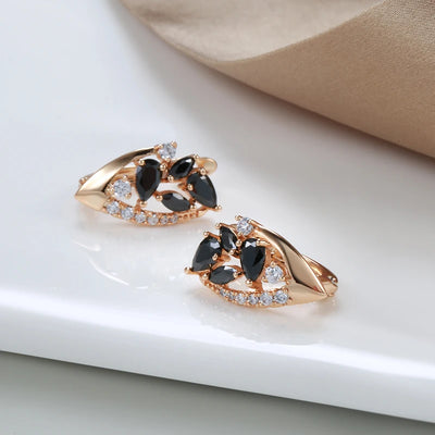 Black Zircon Golden Earrings