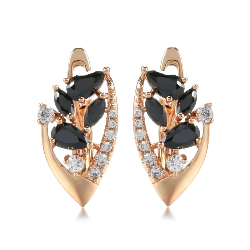 Black Zircon Golden Earrings