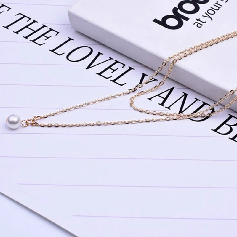 Sweet Simple Double Layer Pearl Collarbone Necklace