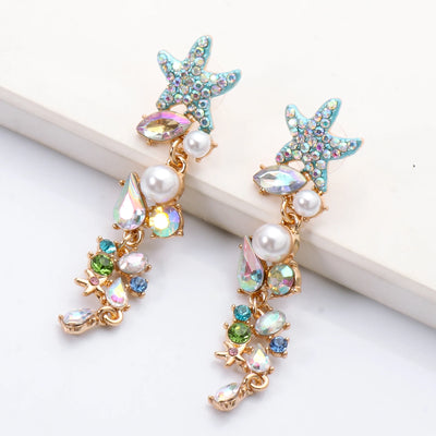 Summer Starfish Crystal Earrings