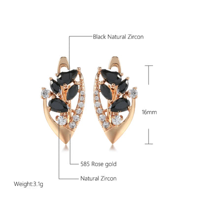 Black Zircon Golden Earrings