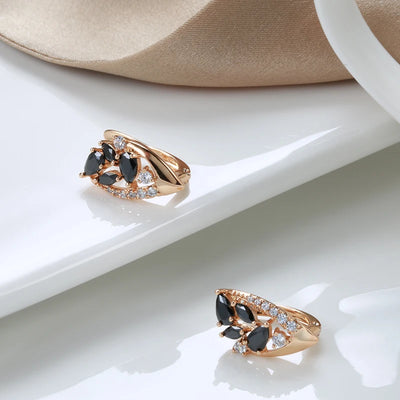 Black Zircon Golden Earrings