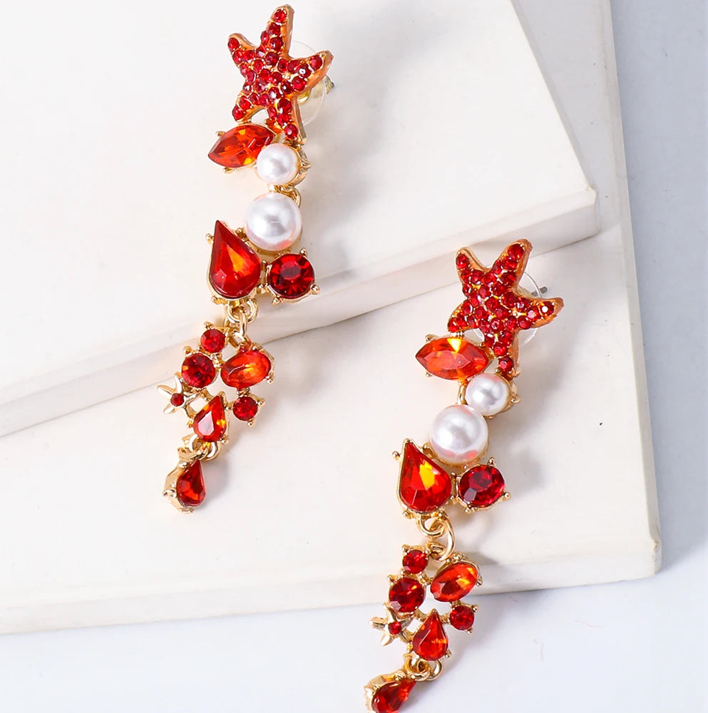 Summer Starfish Crystal Earrings