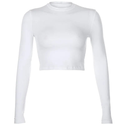 Solid Basic Long Sleeve Womens Tshirt