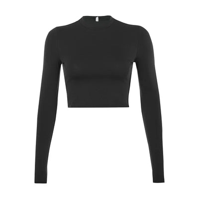 Solid Basic Long Sleeve Womens Tshirt