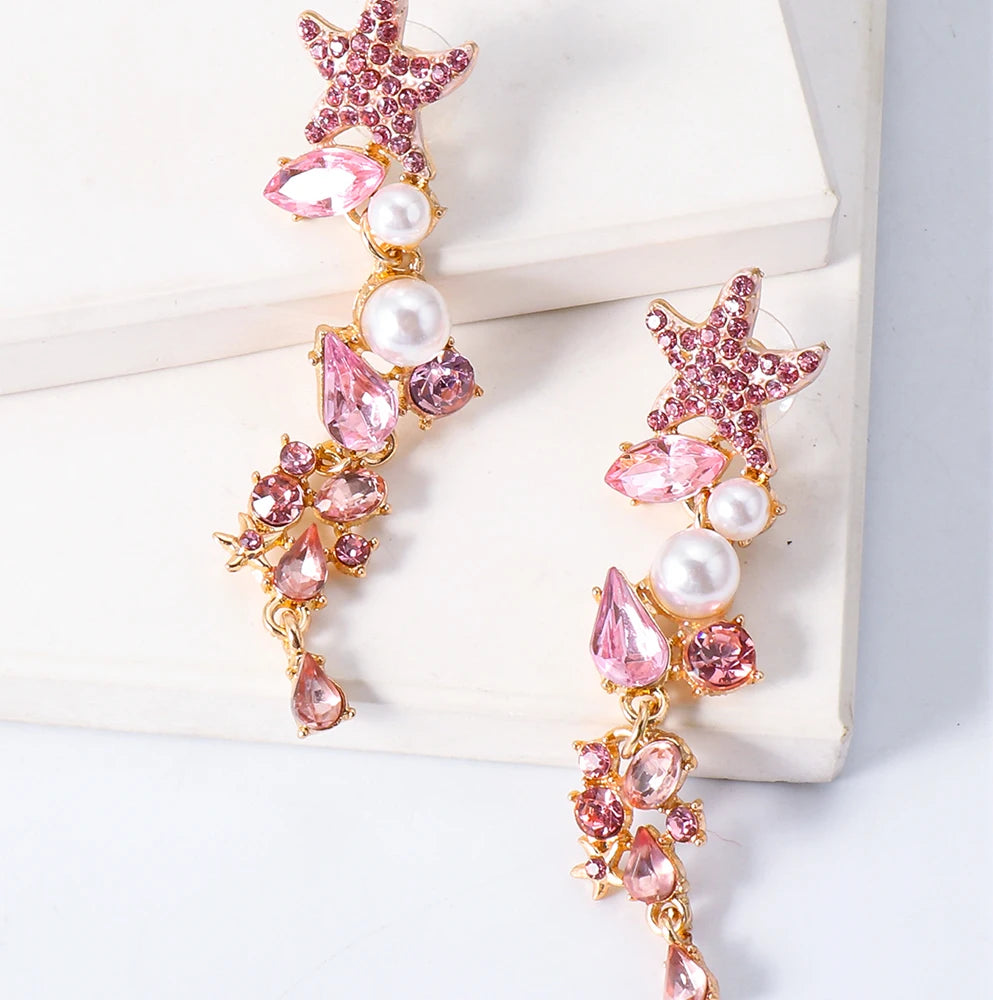 Summer Starfish Crystal Earrings