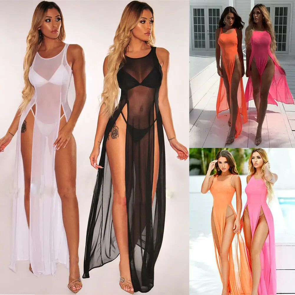 Mesh Sheer Long Maxi Dress