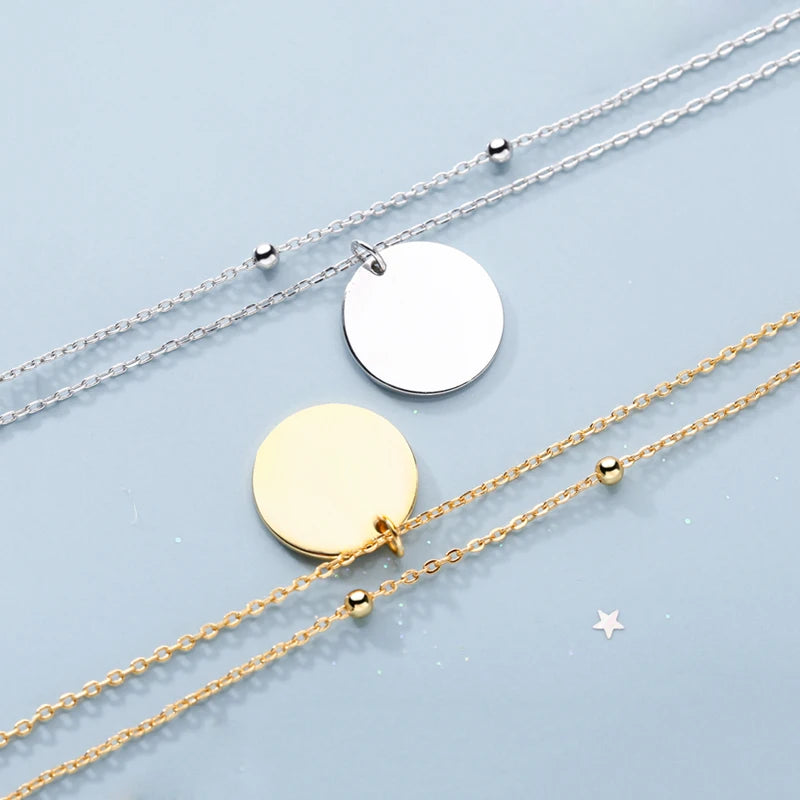 Double Layer Round Disc Necklace