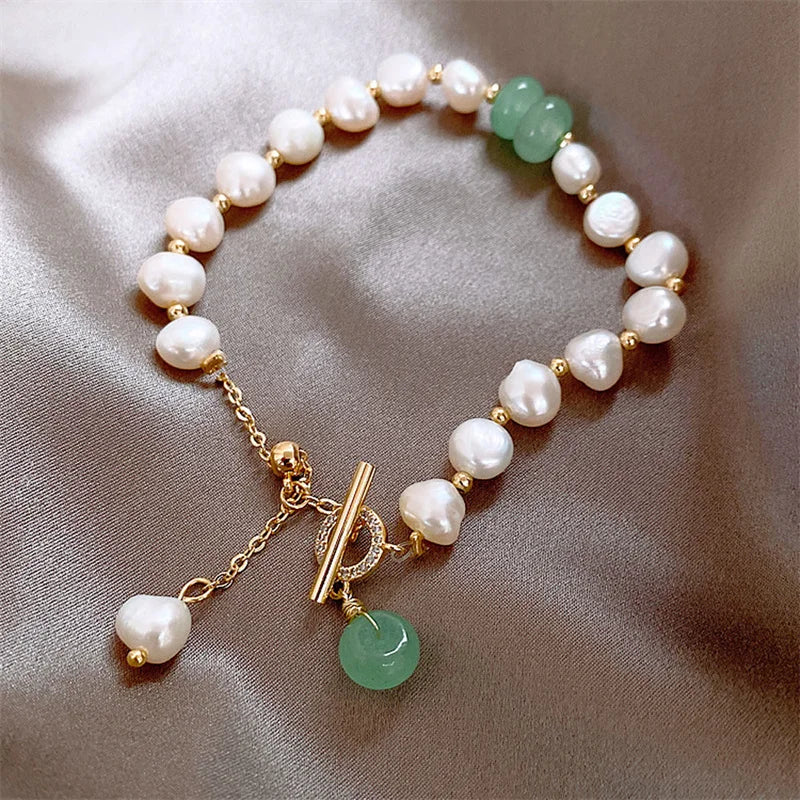 Natural Stone Pearl Pendant Bracelet