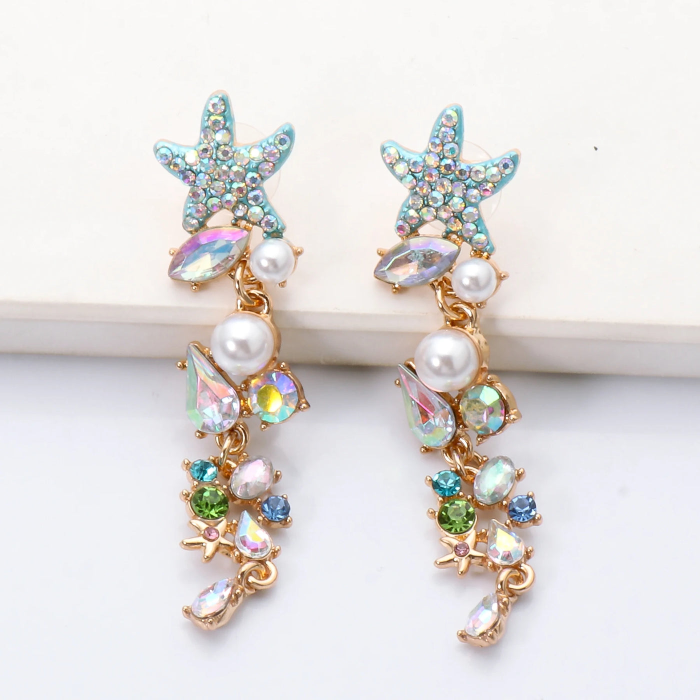 Summer Starfish Crystal Earrings