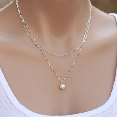 Sweet Simple Double Layer Pearl Collarbone Necklace