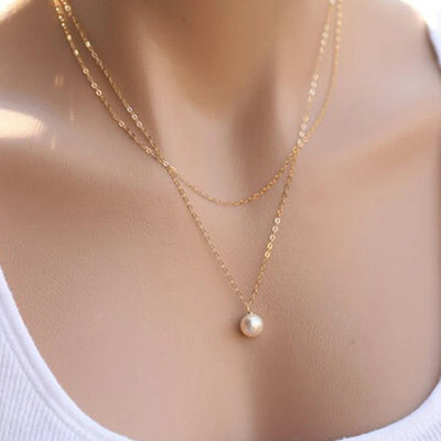 Sweet Simple Double Layer Pearl Collarbone Necklace