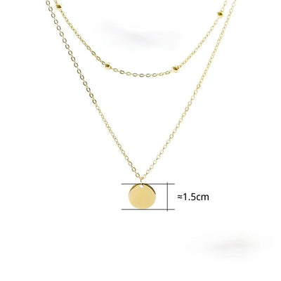 Double Layer Round Disc Necklace