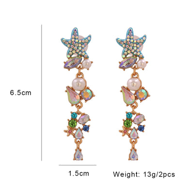 Summer Starfish Crystal Earrings