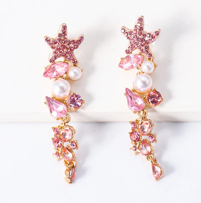 Summer Starfish Crystal Earrings