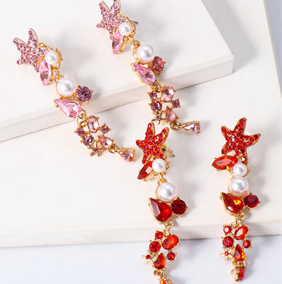 Summer Starfish Crystal Earrings