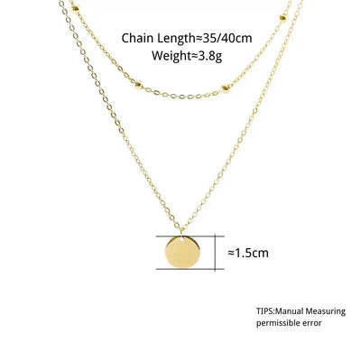 Double Layer Round Disc Necklace