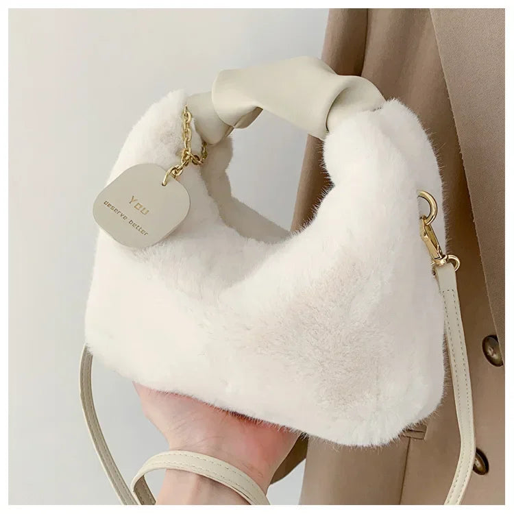 Women Faux Fur Plush Handbags