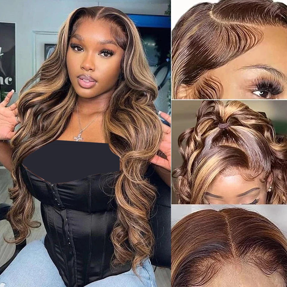 Highlight Human Hair Blonde Body Wave Wig