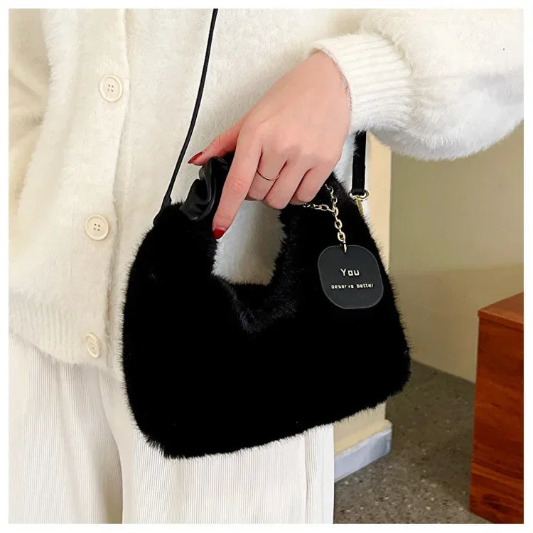 Women Faux Fur Plush Handbags