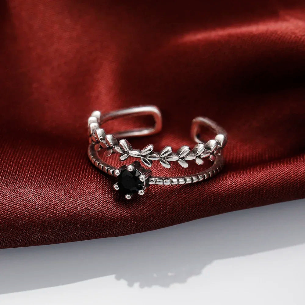 Adjustable Special-interest Black Stone Ring