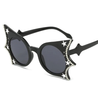 Bat Shape Rhinestone Decoration Sun glasses