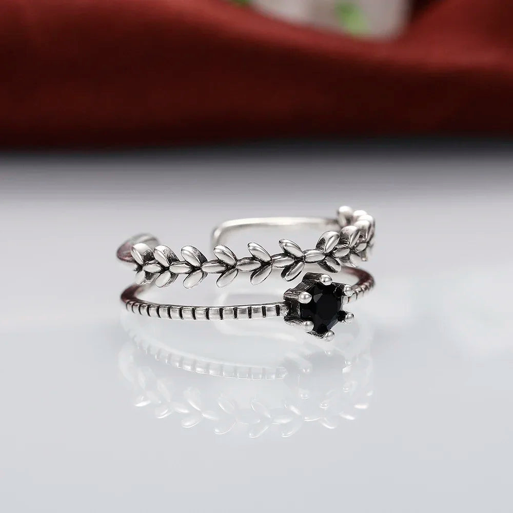 Adjustable Special-interest Black Stone Ring