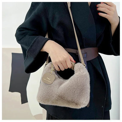 Women Faux Fur Plush Handbags