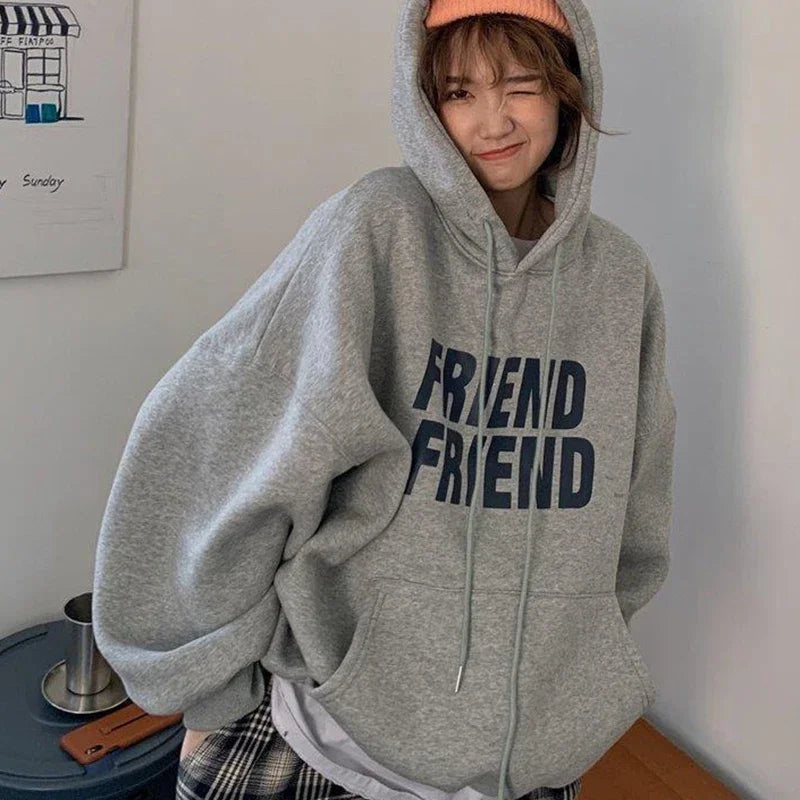 Letter Printed Hooded Sweatshirts