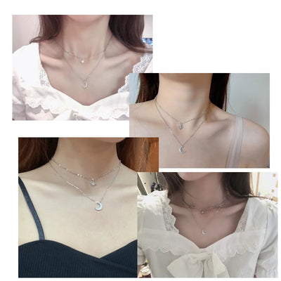 Star Chain Layer Moon Clavicle Necklace