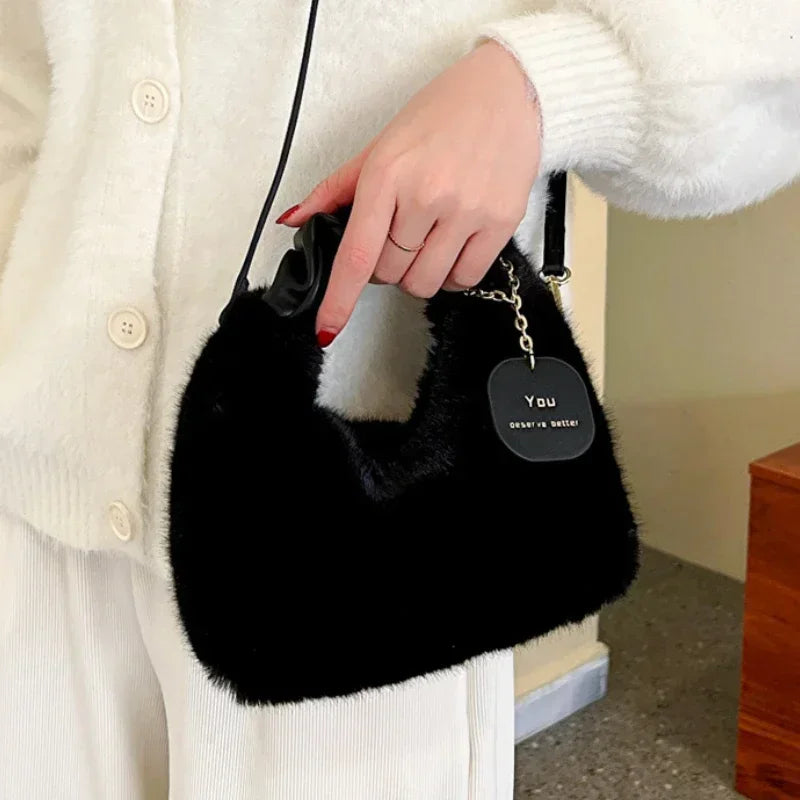 Women Faux Fur Plush Handbags