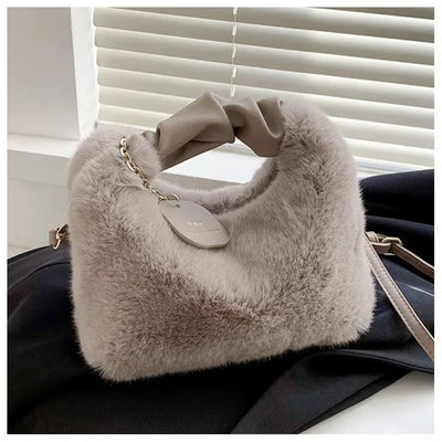 Women Faux Fur Plush Handbags