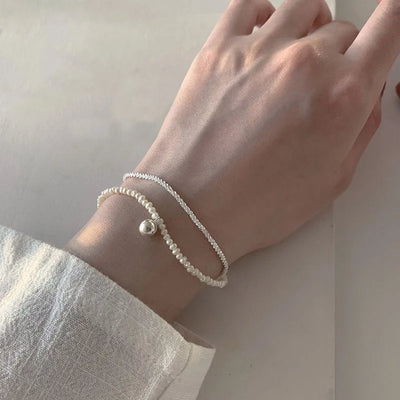 Double Chain Freshwater Pearl Layer Bracelet