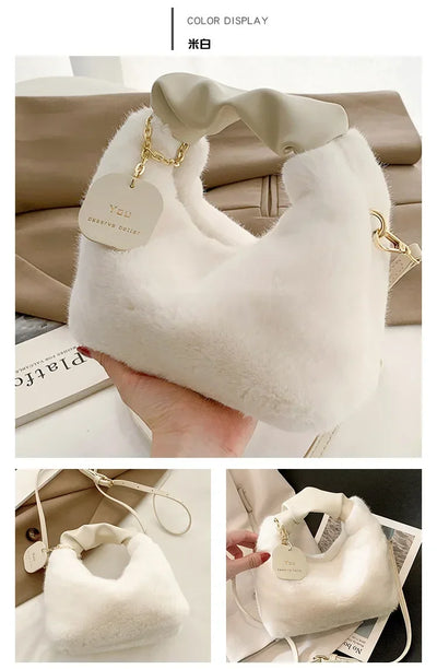 Women Faux Fur Plush Handbags